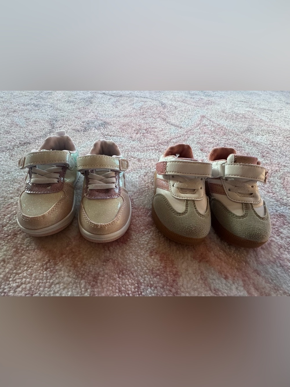 First Steps Toddler Pink Glitter Velcro Sneakers (Size 4)